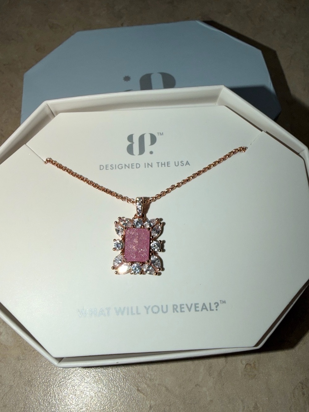 Bomb Party RETRO Necklace-Serenity Calling Rose Ice Crystal on RG RBP8532